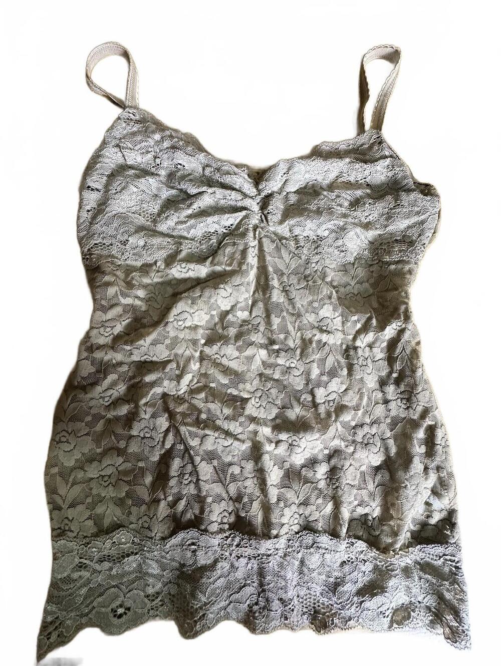 Covington Y2K Full Lace And Trim Cami  Romantic Coquette Body Con  Taupe Sz S